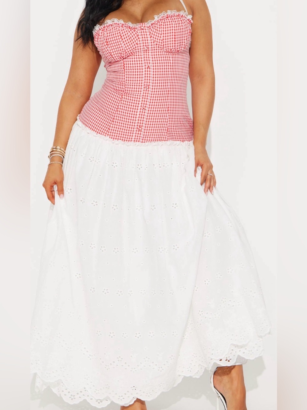 Fashion Nova White Eyelet Maxi Skirt
